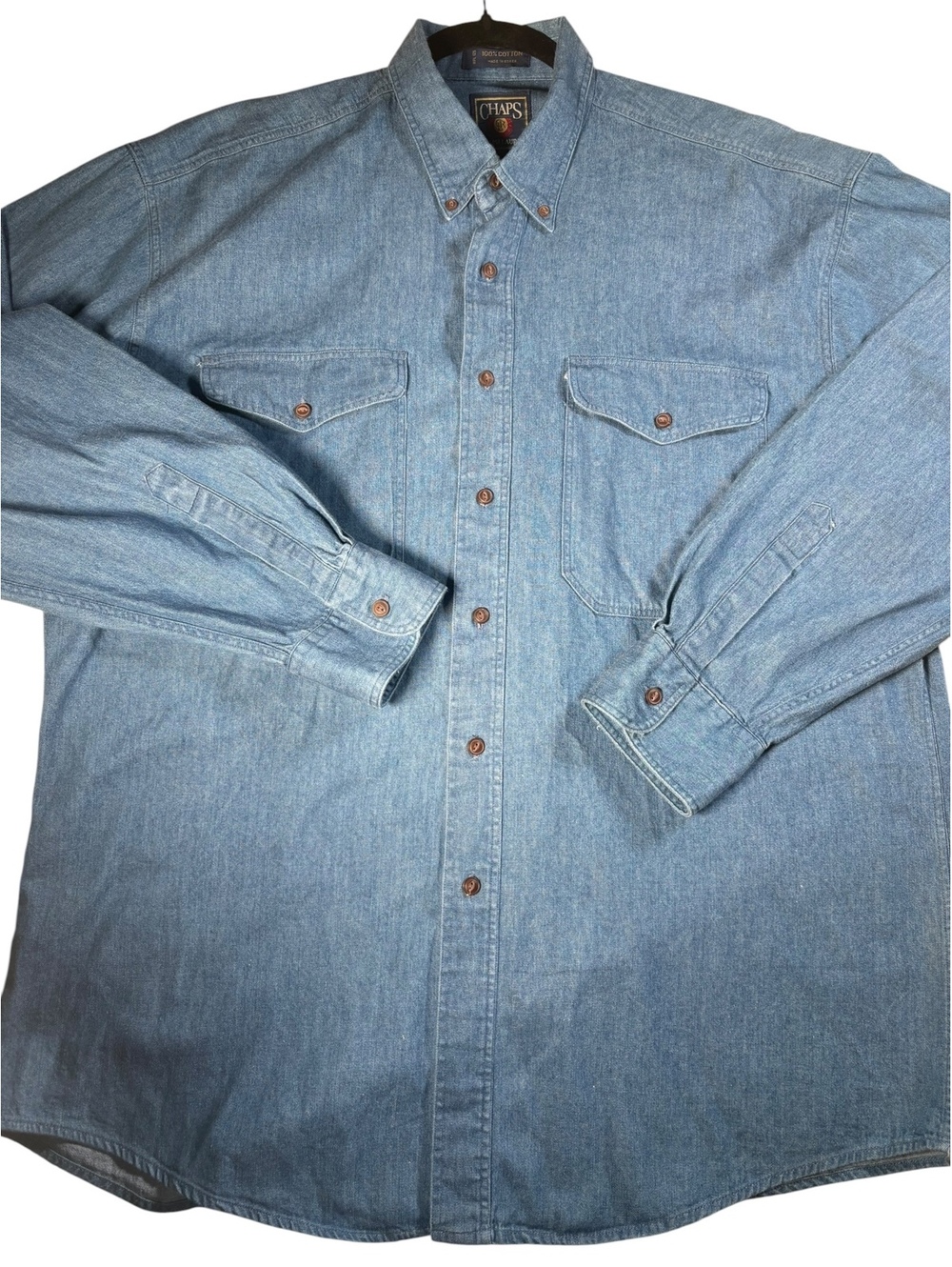 Chaps Ralph Lauren Denim Cotton Men's Large Long Sleeve Button Up Shirt